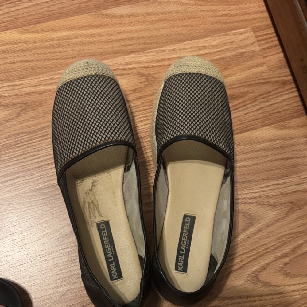 Karl Lagerfeld Black and Cream Espadrilles